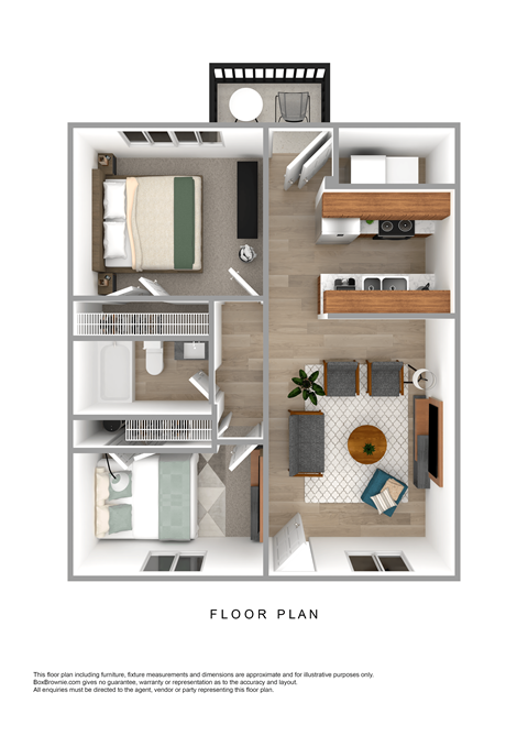Floor plan for 2 beds, 1 bath, 788 sqft